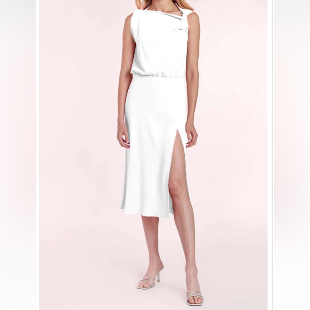 NWT Amanda Uprichard white midi dress asymmetric neckline - Small.